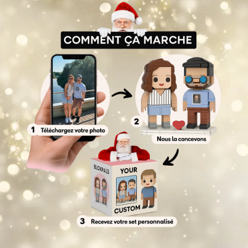Figurine style Lego Personnalisé Noël – Couple, Famille ou Solo