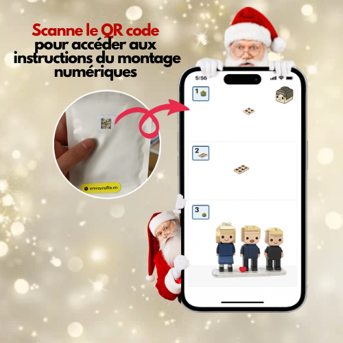 Figurine style Lego Personnalisé Noël – Couple, Famille ou Solo